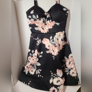 Sequin Hearts Black and Pink Floral Party Dress 13
